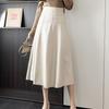 Leather Skirt for Women High Waisted A-line Knee-length Skirt with Big Swing