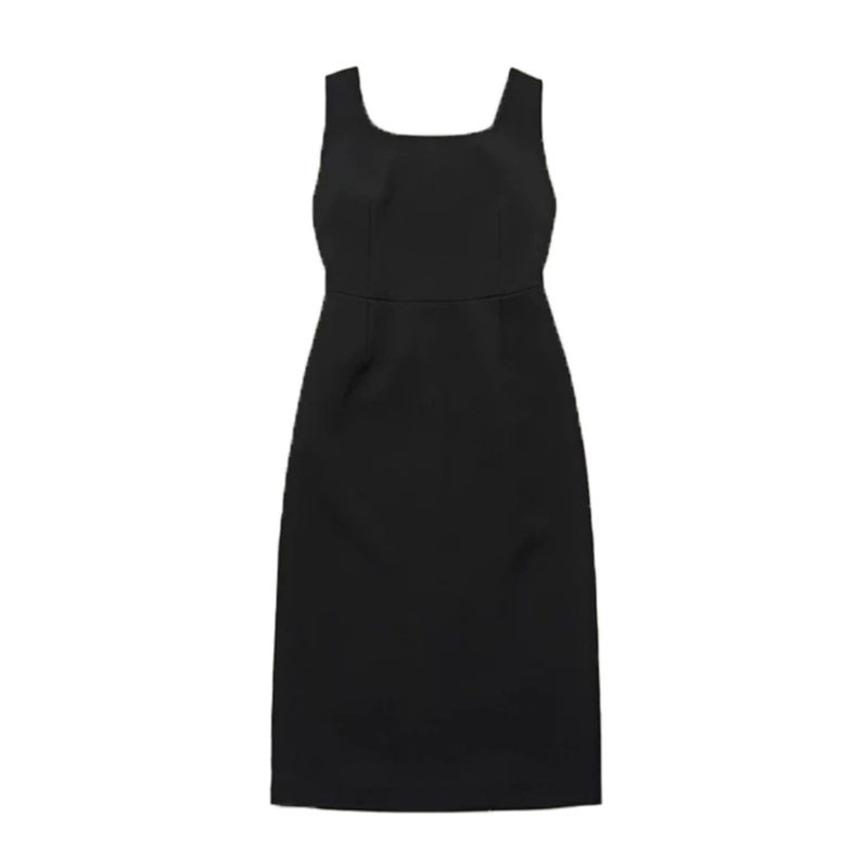 

Piooni Eight Milk Same Style South Korea French Style Elegance Hepburn Style Square Collar Black Sleeveless Vest Dress Long Dress Black All yards