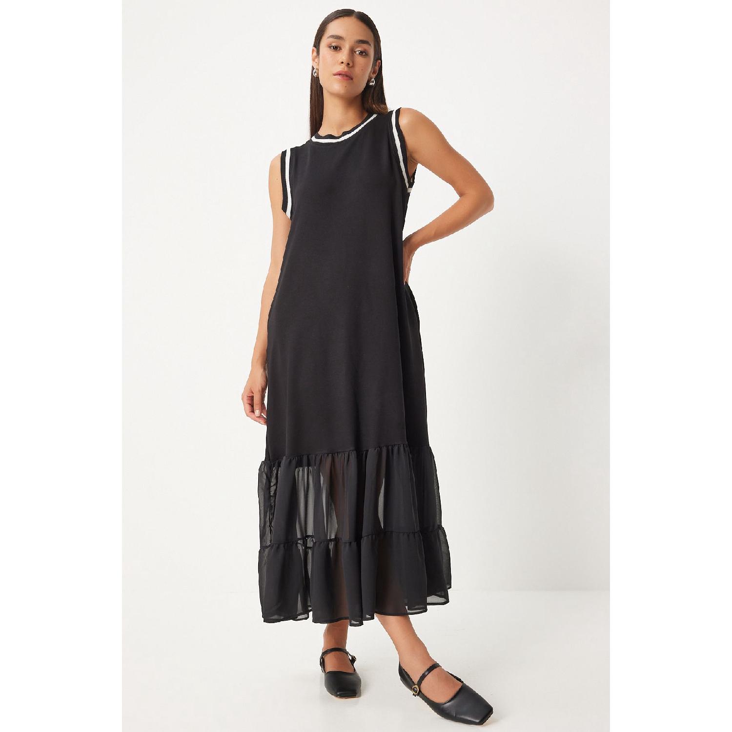 

Женское черное трикотажное платье из тюля De00034 36 чёрный