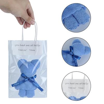 Tissu éponge doux pour ours corail Serviette à main Boîte cadeau Cadeau de mariage Cadeau de remerciement Anniversaire Journée des enfants Cadeau de modélisation créative Serviette