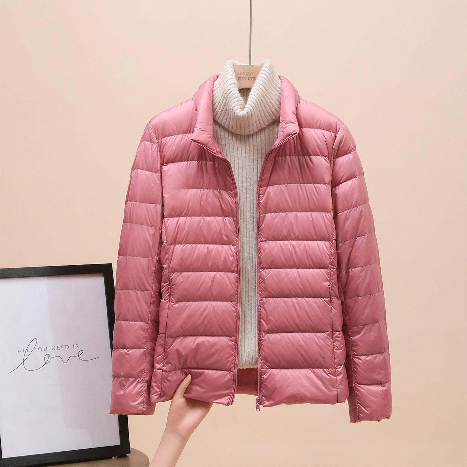 

Winter Cotton-padded Women With Hooded Loose Light Down Jacket XL рожевий