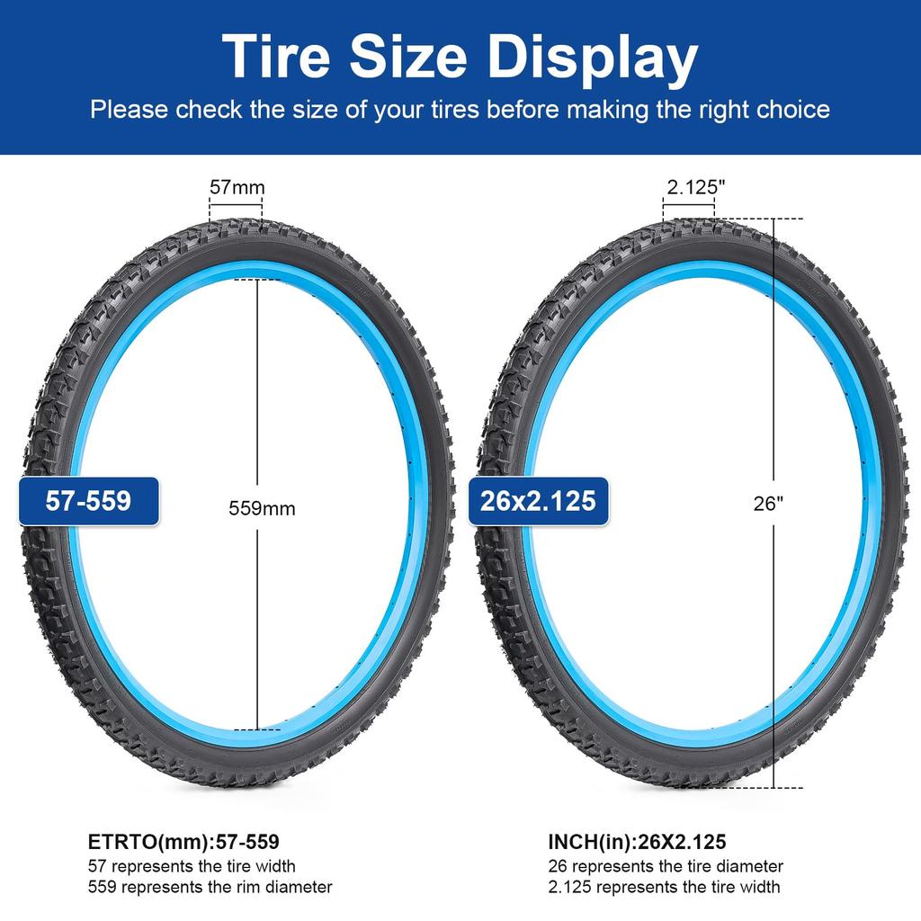 FengCan 26x2.125 Tire, 26x2.125 Bicycle Tire, for 26-inch Mountain Bikes and Cross Bikes, 2.125-inch Section Width (BQ021)