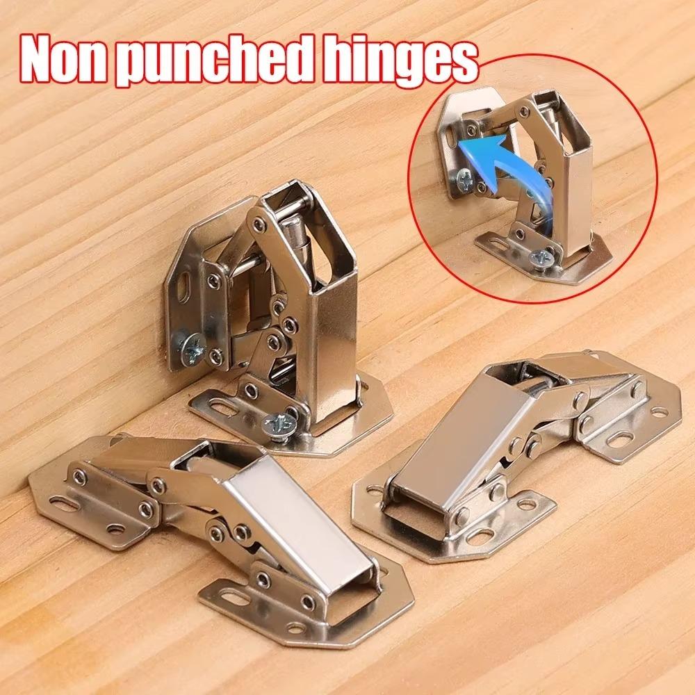 10-1PCS 90 Degree Steel Cabinet Hinges No-Drilling HoleHydraulic Buffer Hinge Kitchen Cabinet Cupboard Hinges Furniture Hardware