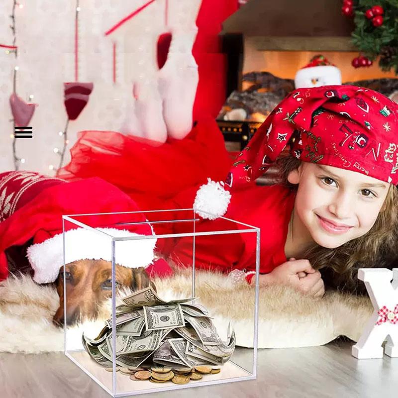 Transparentes Sparschwein aus Acryl, Geldspardose mit großer Kapazität, Münz- und Geldscheinbox