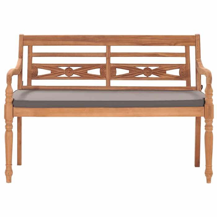 Maison Exclusive - Banc Batavia avec coussin gris foncé 120 cm Bois de teck massif