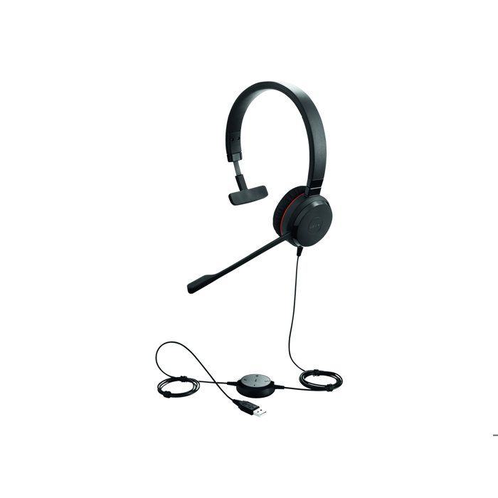 Casque Mono-Filaire - Jabra - Evolve 30 II - Certifié Microsoft Teams - Microphone Antibruit - USB-C