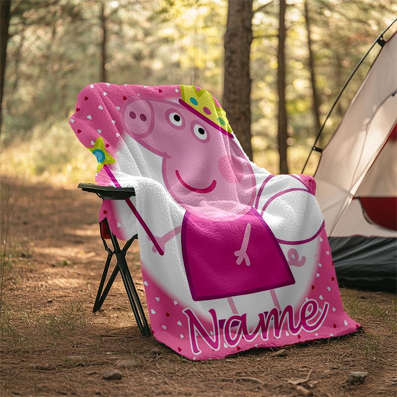 Personalized Custom Name Blanket - Peppa Pig Print Design,Blanket for Sofa,Bed,Travel,Camping - Soft and Warm, Great Gift