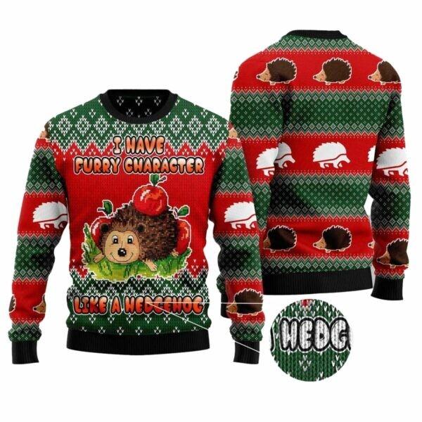I Have A Furry Character Like A Hedgehog Ugly Christmas Sweater BG Unisex T-Shirt L