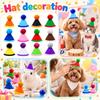 Pet Birthday Hat with Pom Poms for Dogs Cats and Rabbits, Photo Prop Party Decoration