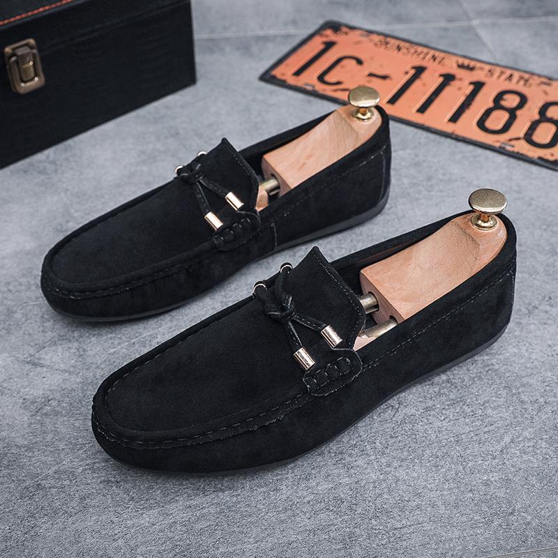 

Fashion Suede Men Casual Shoes Classic Mens Loafers Comfortable Slip-on Walking Driving Shoes Breathable Lightweight Lazy Shoes 39 чорний