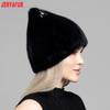 JERYAFUR Women Faux Fur Cat Ear Winter Hat, Cute Rhinestone Decor Fluffy Warm Fashion Ladies Cap for Cold Weather