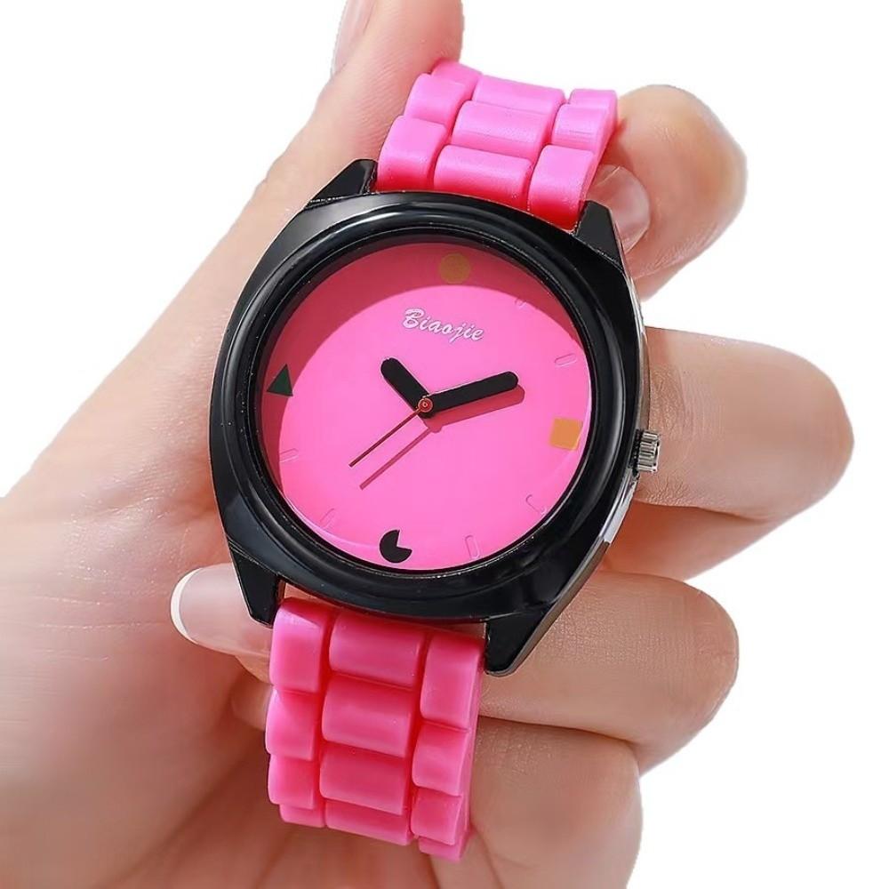 TPU Quarzuhr Rund Schüleruhr Trendige Armbanduhren für Damen Geburtstagsgeschenk für Freunde
