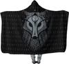 Viking Wolf Hooded Blanket Cloak Norse Runes And Fenrir Wolf Pattern Wearable Blanket Warm Throw Blanket Cape 3D Print Wrap Blan
