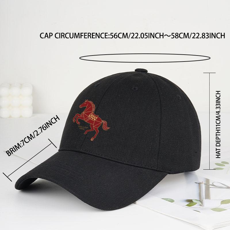Gallop 2026 Horse Print Baseball Cap Year of the Horse Retro Style Daily Commute & New Year Gatherings Year of the Horse Gift