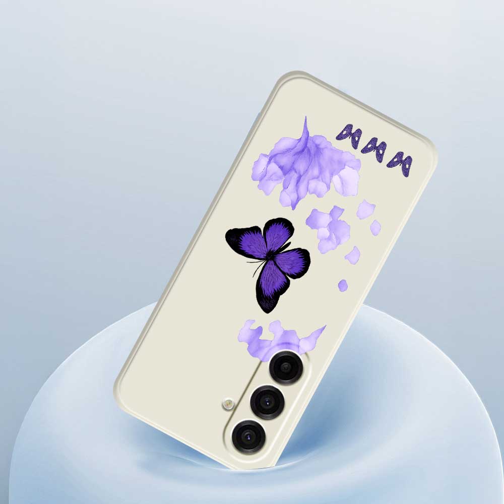 For Samsung Galaxy A17 5G Case Purple Butterfly Pattern Printing Straight Edge TPU Phone Back Cover