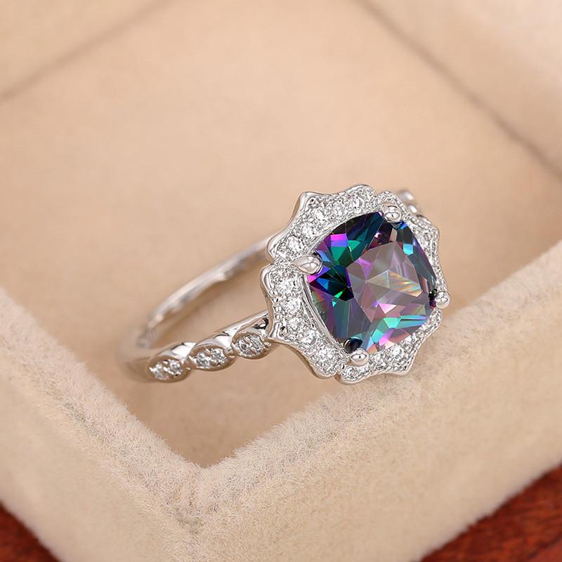 CopperLuxury Flower Ring Delicate Clear Rose Ring Pave Setting CZ for Women Fine Jewelry Gift