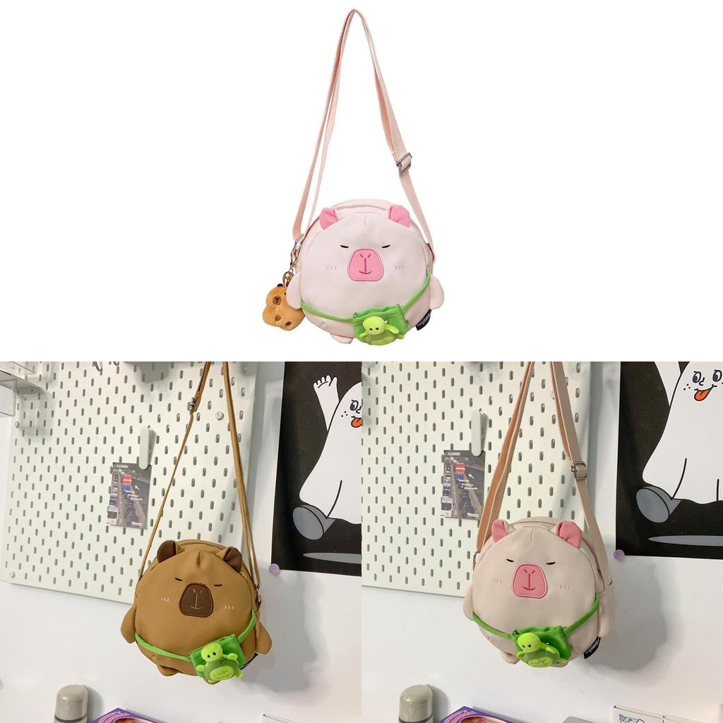 Capybara Small Shoulder Bag With Nylon Material And Zipper Closure For Casual Travel