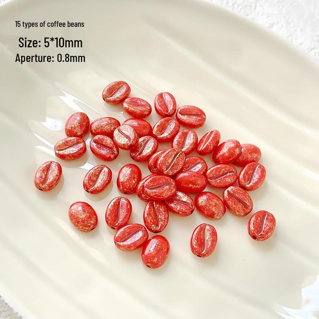 Picasso-Style Acrylic Coffee Bean Czech Beads for DIY Bracelets & Rings