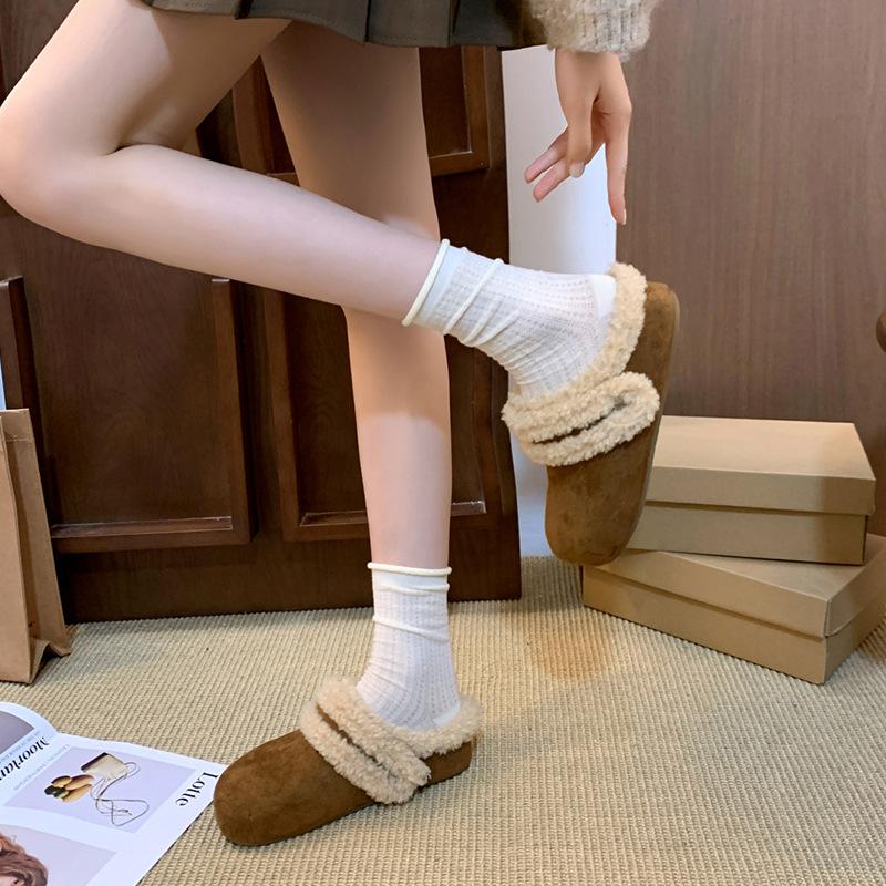 Women's Baotou Lightweight and Comfortable a Footstirrup Heightening Winter Warm Cold Padded Non-slip Wear-resistant Leisure Cotton Slippers