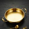 Patelnie z podwójnym uchwytem 1350ML Pogrubiona stal nierdzewna Patelnia z płaskim dnem do gotowania owoców morza smażonego ryżu Złota