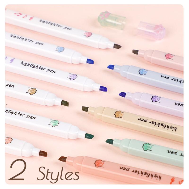 6 Pieces Kit Kawaii Cat Paw Highlighter 6 Colors Slanted Tip Markers Liquid Ink for Student School Stationery Office Supplies