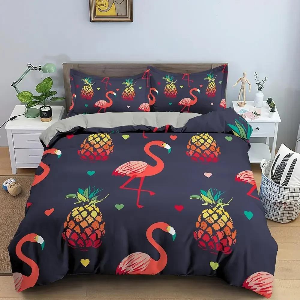 Cartoon Pineapple Duvet Cover Cute Tropical Fruit Pineapple Bedding Set Twin for Girl Teen Delicious Summer Food Comforter Cover