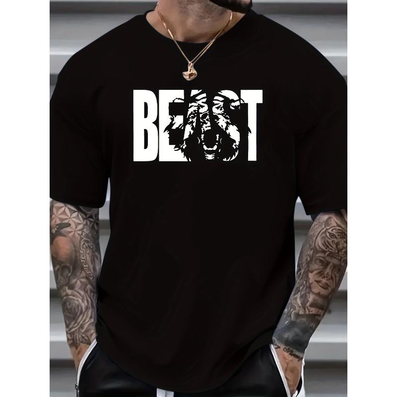 

European sizes Stylish Plus Size Men s T-Shirt with Unique Print Design - Round Neck - Perfect for All Seasons, PLUS SIZE 4XL чорний