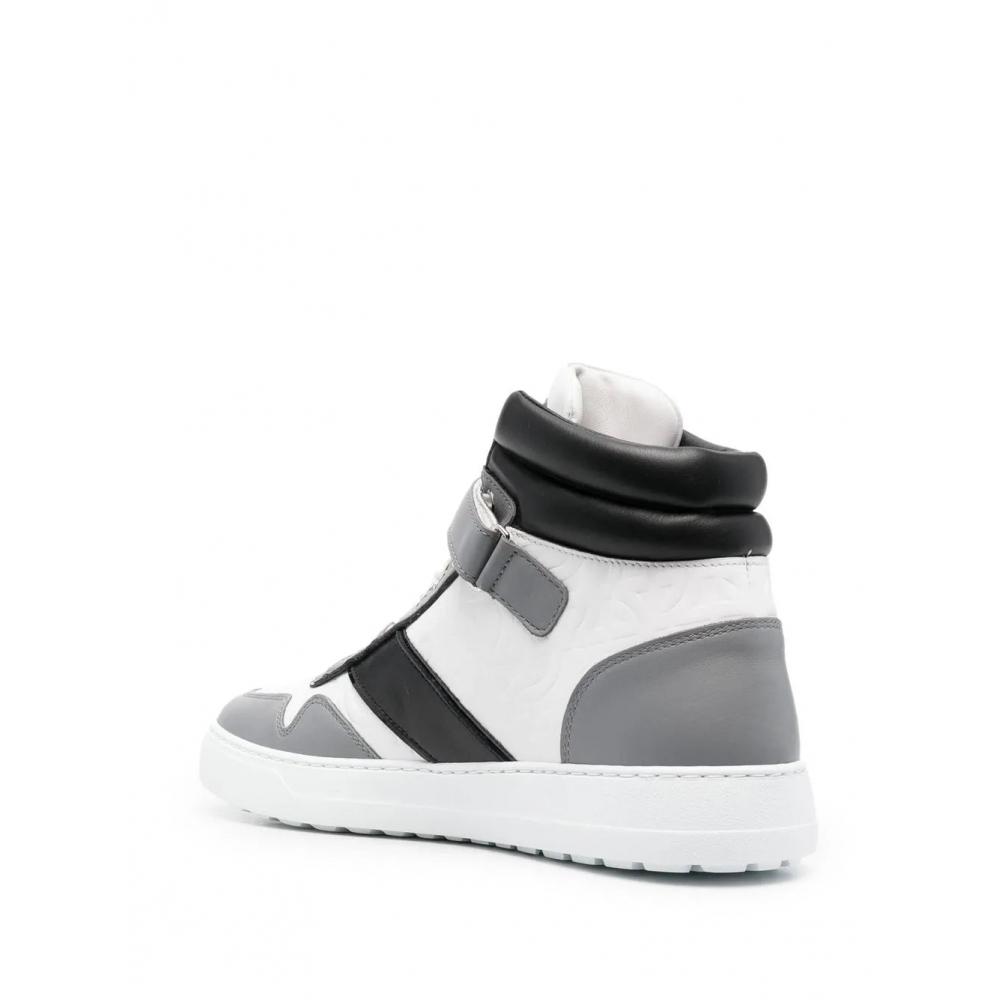 Salvatore Ferragamo Ferragamo Logo Print Hi Top Sneakers wHite