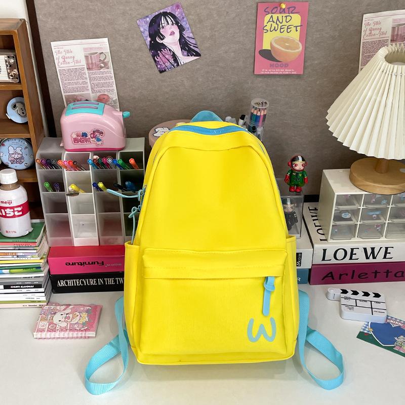 School Bag Women's Ins College Style Fresh Solid Color Backpack Junior High and High School College Student Backpack High-end Sense Bag Simple