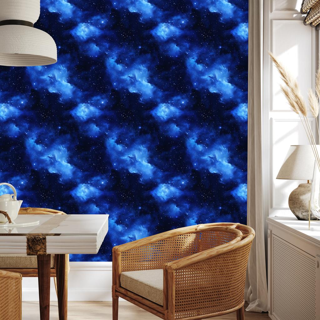Watercolor Galaxy Wallpaper Navy Blue, Mountain Blue 50x1000