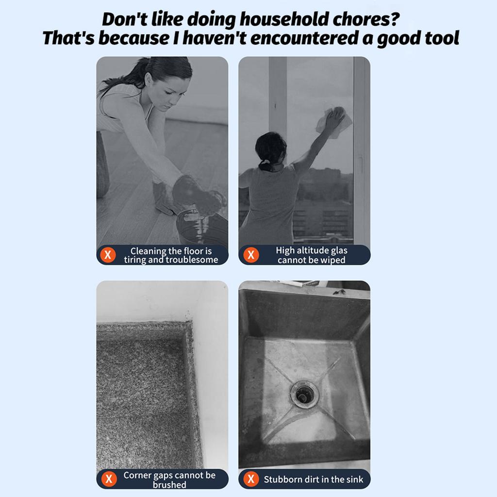 Cordless Electric Spin Scrubber 360 Degrees 3 Speeds Power Cleaning Brush Scrubber with 8 Replaceable Brush Heads and