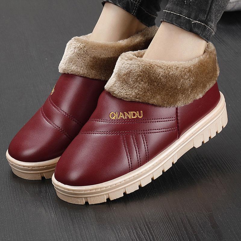 Zapatos de algodón de invierno para mujer, botas cálidas y cómodas, botas antideslizantes impermeables de suela gruesa para el hogar