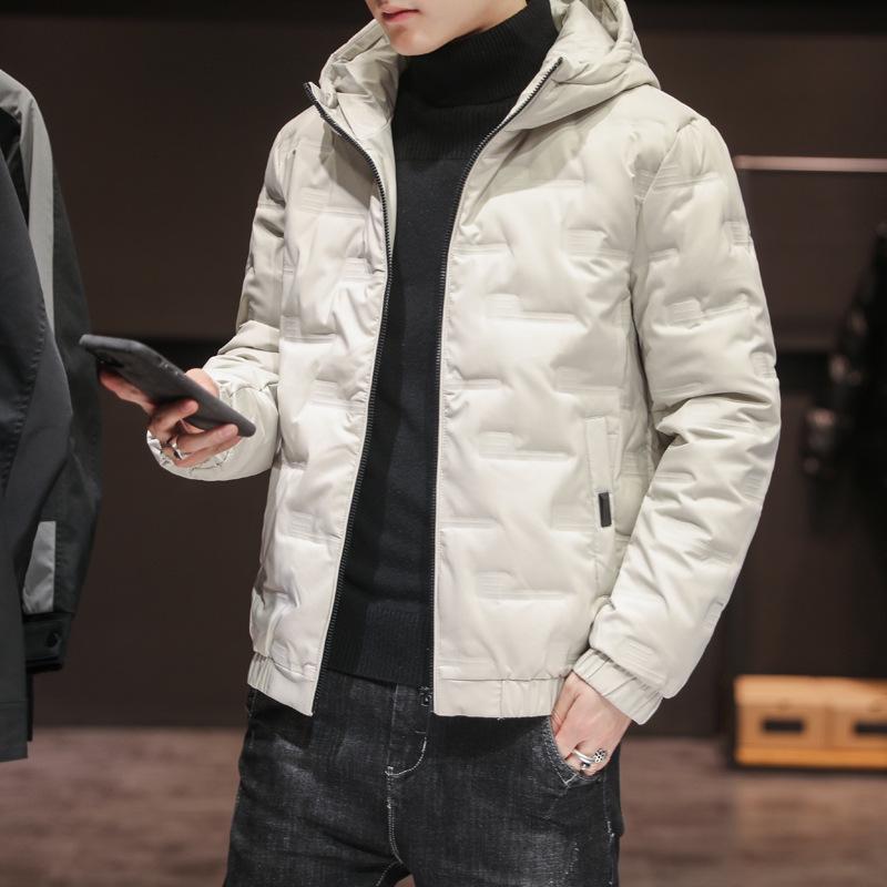 Men's Korean Style Hooded Cotton Down Coat – Trendy Winter and Autumn Fashion, Short Length