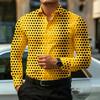 Men's Polka Dot Print Long Sleeve Shirt Fashion Slim Fit Button Down Casual Blouse Tops