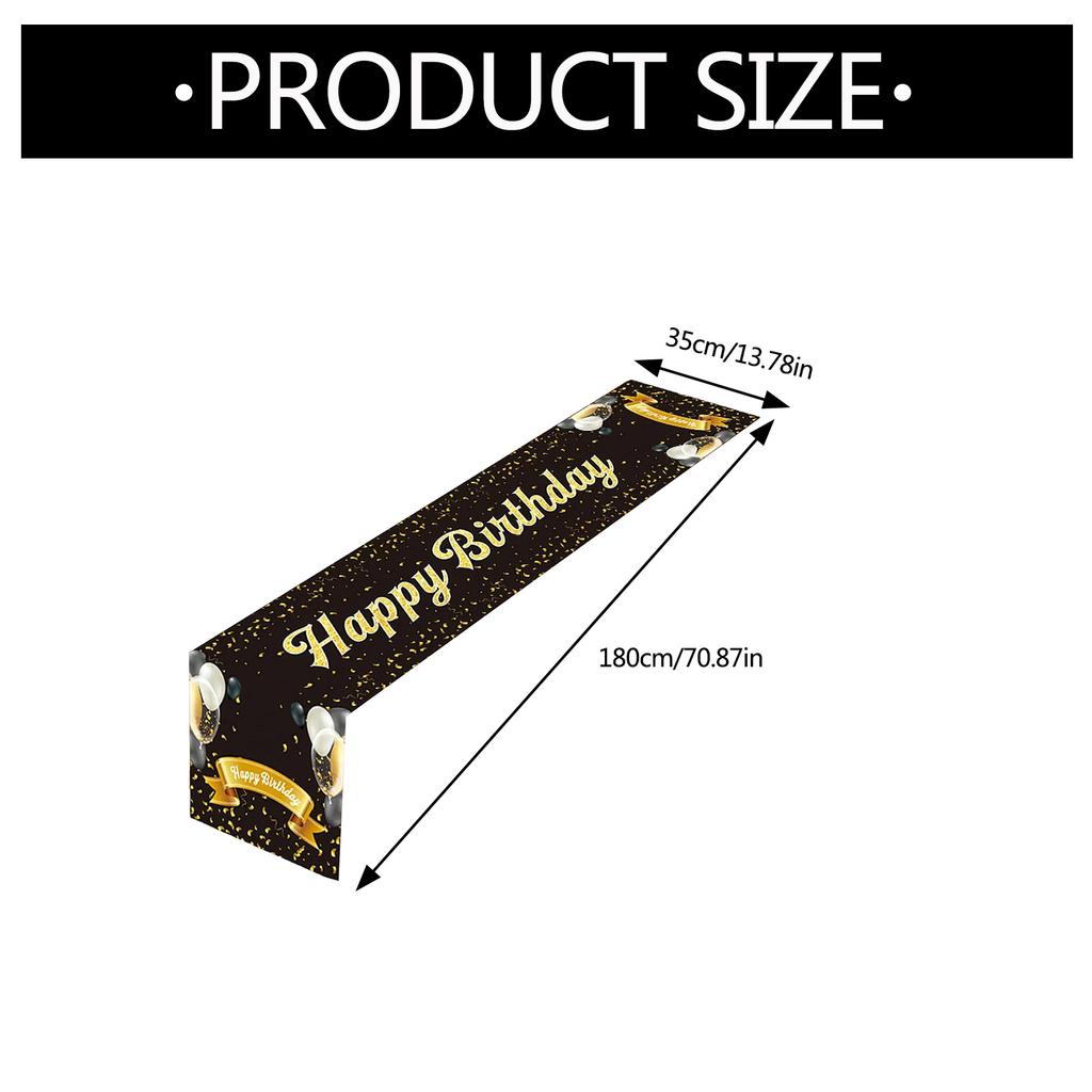 Elegancki Czarno-Złoty Bieżnik na Stół Obrus Urodzinowy dla Mężczyzn i Kobiet Idealna Dekoracja na Imprezę dla Niego lub dla Niej 180x35cm