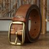 3,8 cm čistá hovězí kůže z pravé kůže pro pánské vysoce kvalitní džíny s mosaznou přezkou, kovbojský opasek, pánská módní návrhářská luxusní