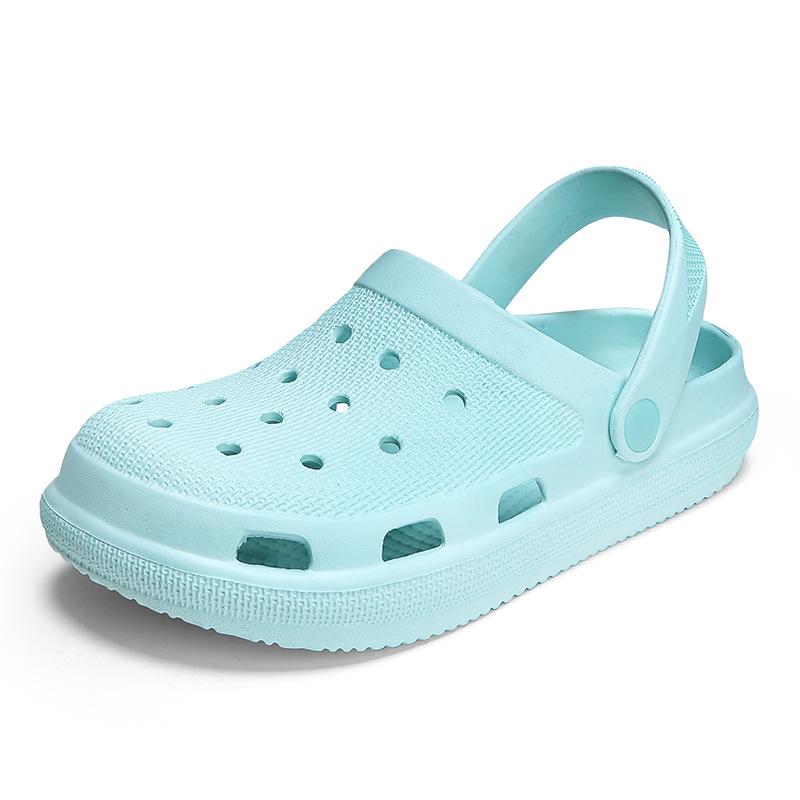 

2021 summer wear hole shoes women fashion tide non-slip Internet celebrity explosion thick-soled bag head half slippers lady 40 небесно-голубой
