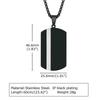 Black Dog Tag Necklaces for Men, Anti Allergy Stainless Steel Square Geometric Pendant Collar with Box Link Chain