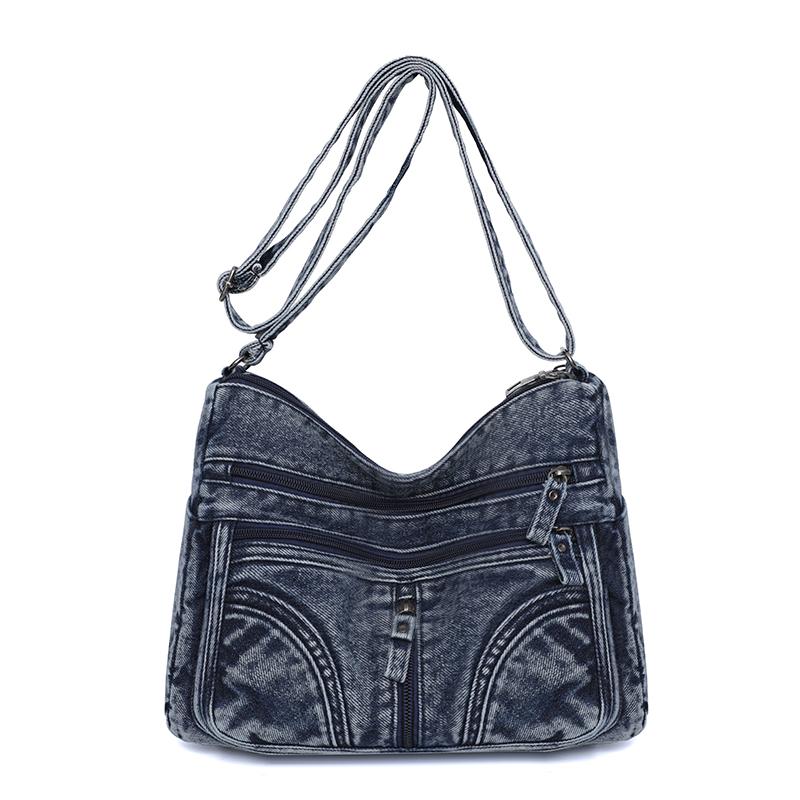 Vintage Denim Bag Multi-layer Crossbody Bag Women's Shoulder Bag