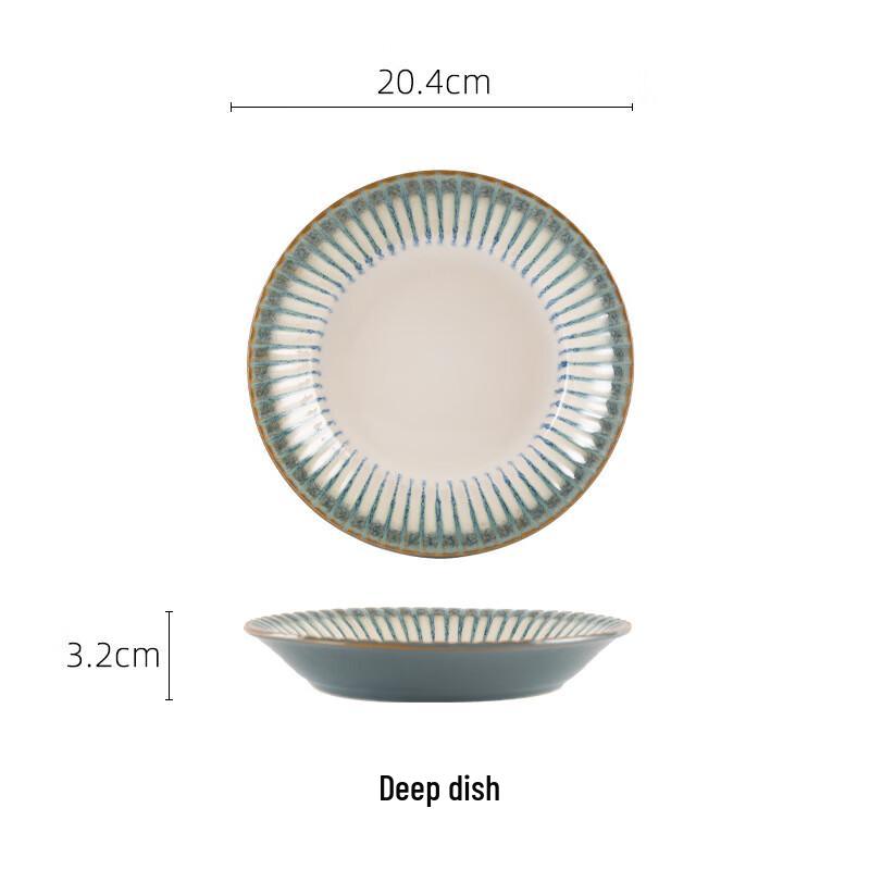 XuanRun Ceramic Blue Embossed Dinnerware Set