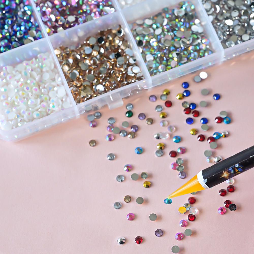 24 Grids Colorful Nail Rhinestones 3D Glitter Nail Art Luxurious Nail Decorations for Nail Art & Face Stickers DIY