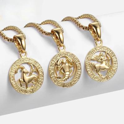 12 Constellation Pendant Stainless Steel Necklace Women and Men Jewelry Gift Accessories