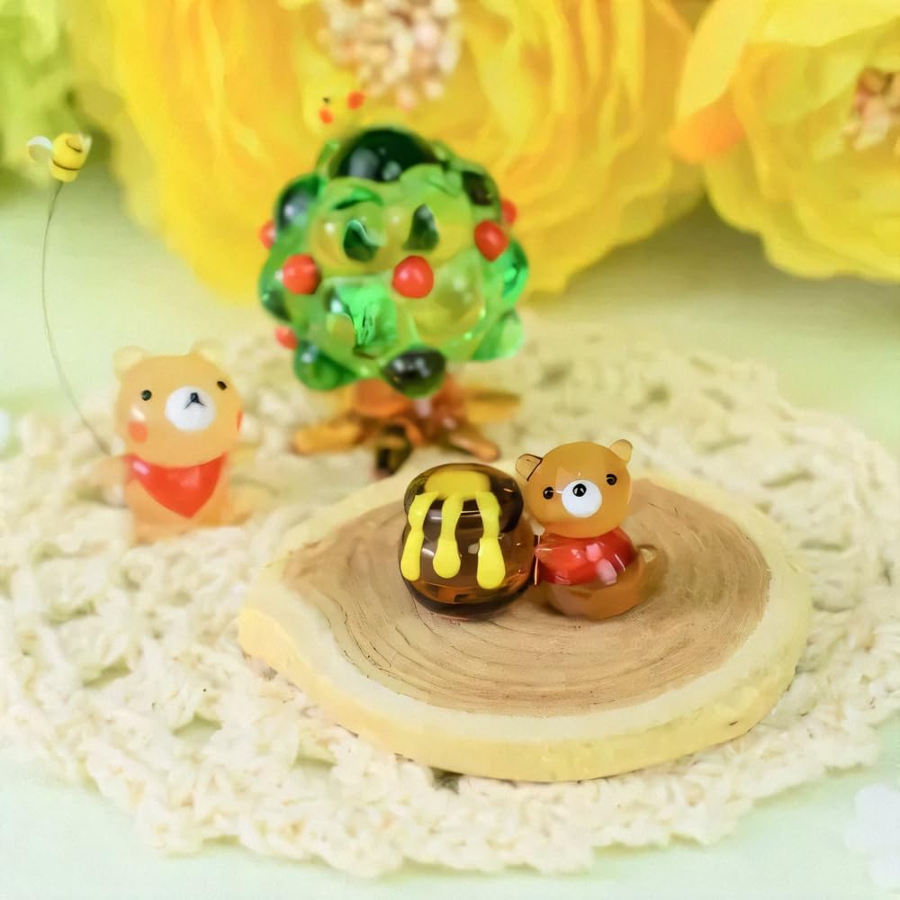 Four Cart Cute Handmade Glass Honey Bear