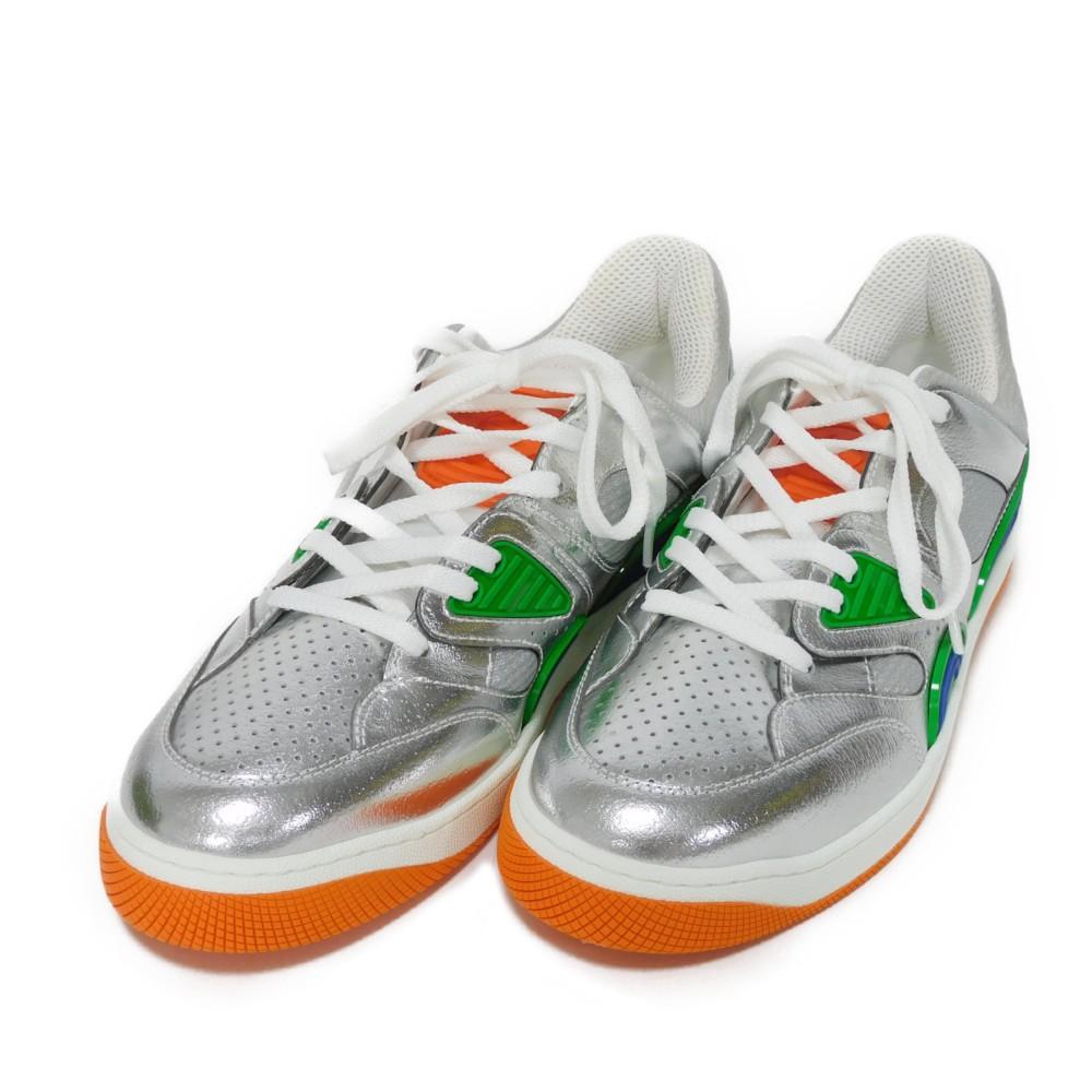 Used 9539 Good Game Basket 722429 AAA9I 8141 7896 10 Green Low Top 11.4" Unused Interlocking G Silver Men's from Japan