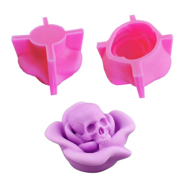 Multi-purpose Silicone Mould Easy Operation Flower Skull Shaped Mould for Candle Soap Ornament Making DIY Handmade Craft