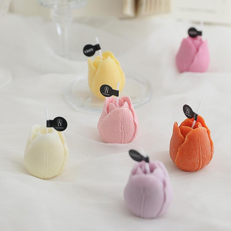 Tulip Aromatherapy Candle Handmade Simulation Creative Gift Ornament Mother Day Flower Shaped Candle 1PC