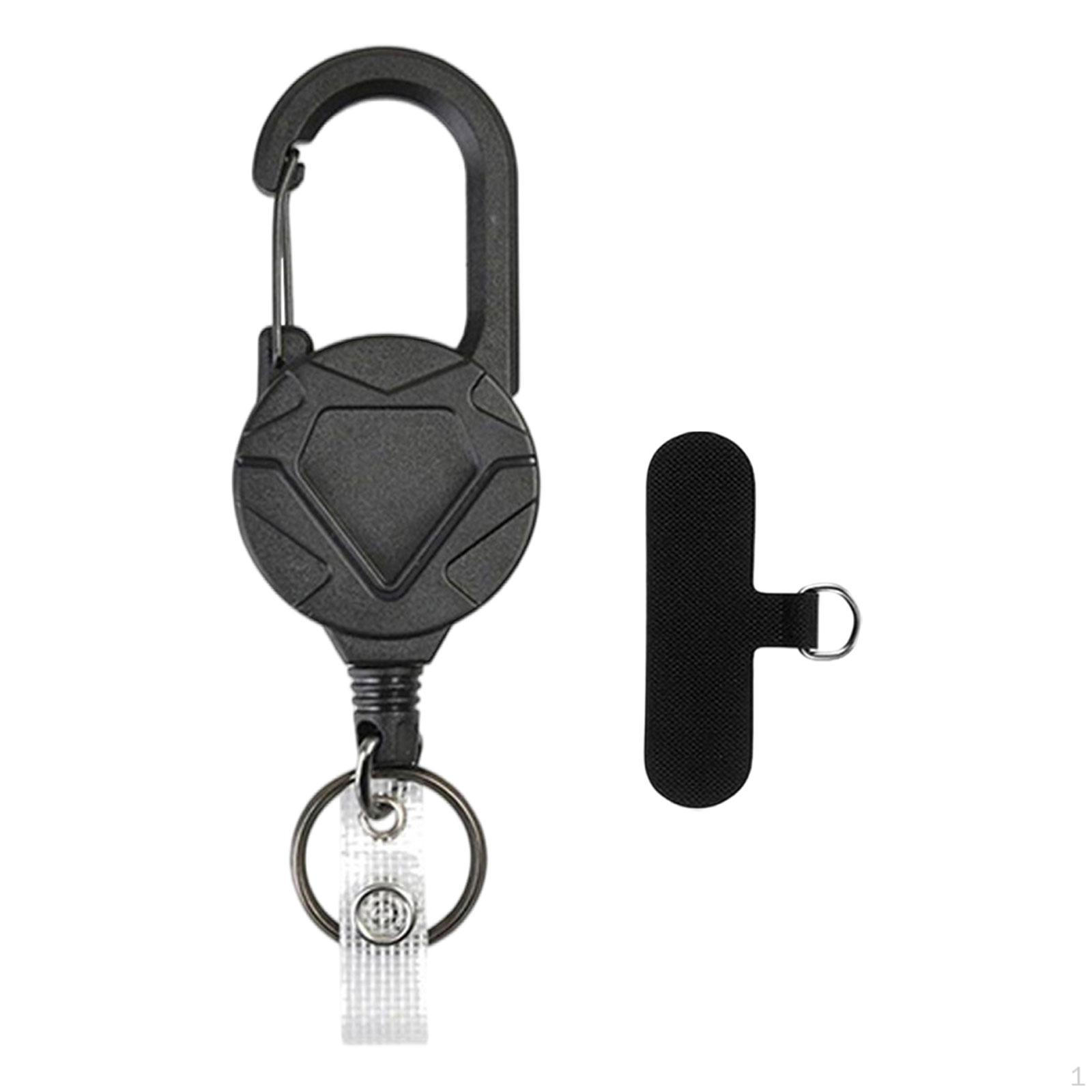 

Extendable Phone Tether with Keyring Lanyard, Retractable Carabiner Strap, Anti- Clip, Sturdy Style E