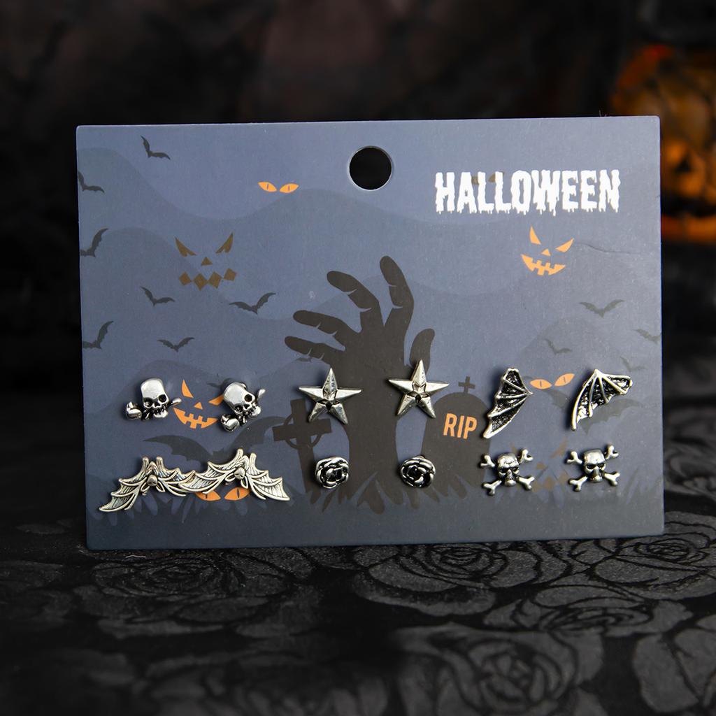 Set Cercei Halloween Desene Animate Amuzant Cap de Dovleac Fantomă Elemente Liliac Ciucure Set Bijuterii Urechi Înfricoșător Amuzant Trendy Accesorii Femei