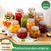 Glass Storage Jar with Transparent Buckle for Kitchen, Food-Grade Sealed Container for Grains