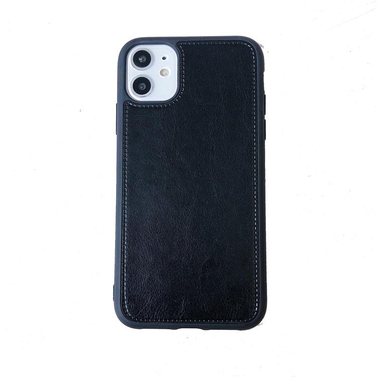 Smooth Faux Leather Stitched Edge Phone Case Shockproof Protective Cover for iPhone [apple 16]